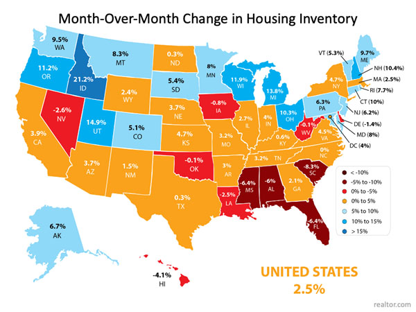 Map #3 – State by State Inventory Changes